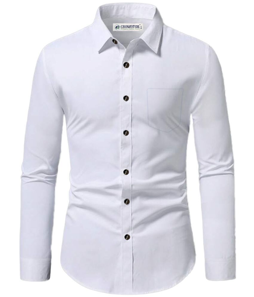     			CROWNTAIL Cotton Blend Slim Fit Solids Full Sleeves Men's Casual Shirt - White ( Pack of 1 )