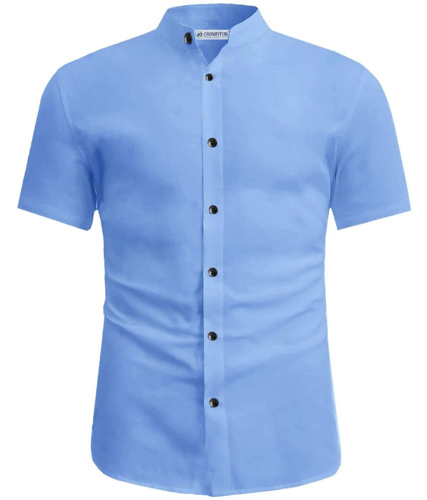     			CROWNTAIL Cotton Blend Slim Fit Solids Half Sleeves Men's Casual Shirt - Aqua Blue ( Pack of 1 )