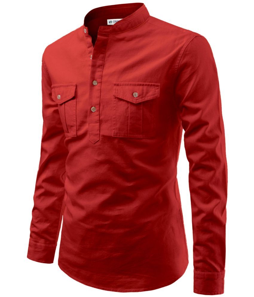     			CROWNTAIL Red Cotton Men's Regular Kurta ( Pack of 1 )