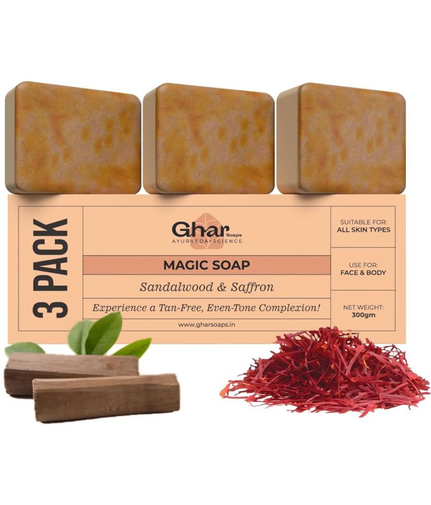     			GHAR SOAPS Skin Whitening Sandalwood, Saffron Chandan & Kesar Soap Soap for All Skin Type ( Pack of 3 )