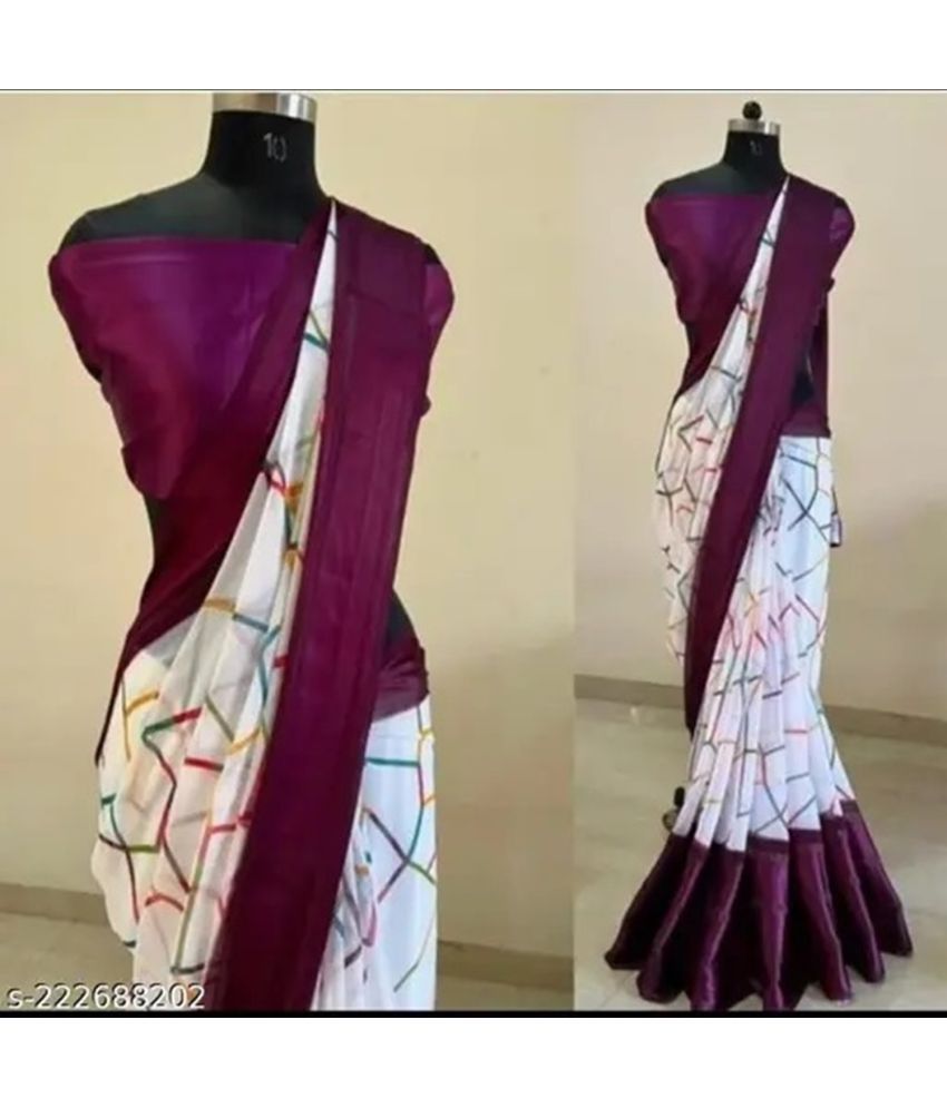     			Grubstaker Crepe Printed Saree With Blouse Piece ( Maroon , Pack of 1 )