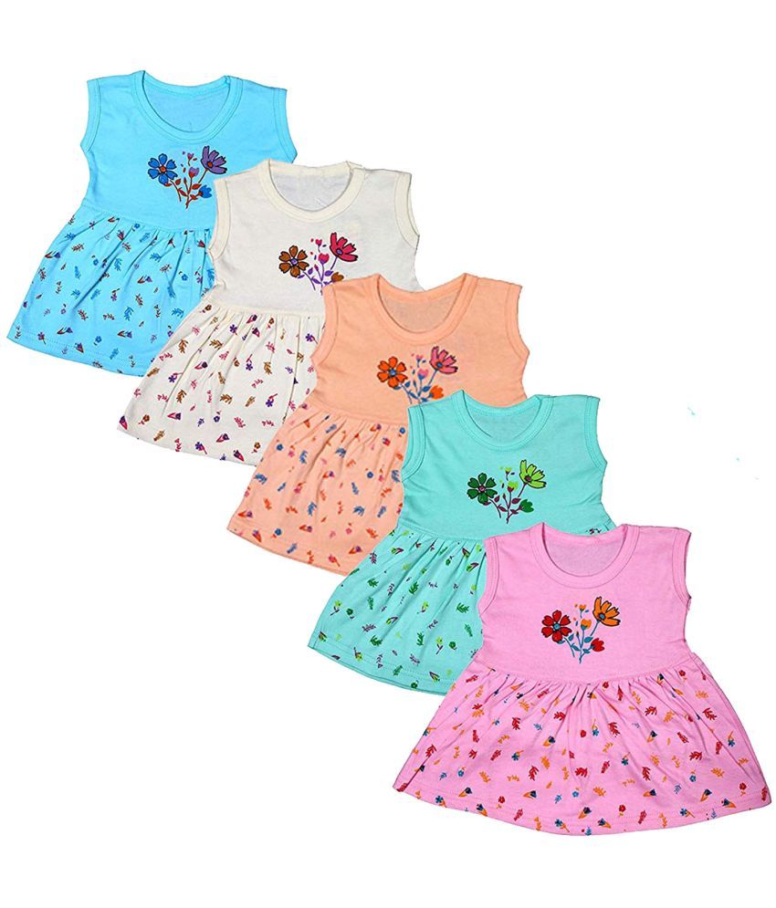     			JUST TRY FASHION Pack of 5 Baby Girls Cotton Dress ( Multicolor 2 )