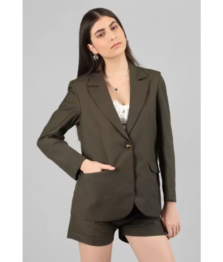     			MAYKR - Cotton Blend Olive Blazers Pack of 1