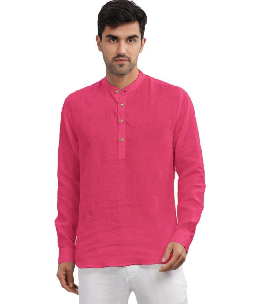     			UNI VIBE Pink Cotton Men's Shirt Style Kurta ( Pack of 1 )