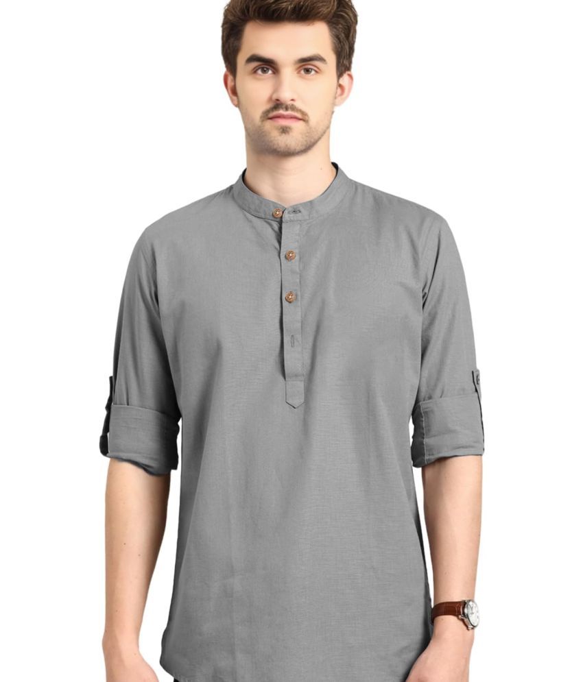     			Vida Loca Grey Cotton Men's Shirt Style Kurta ( Pack of 1 )