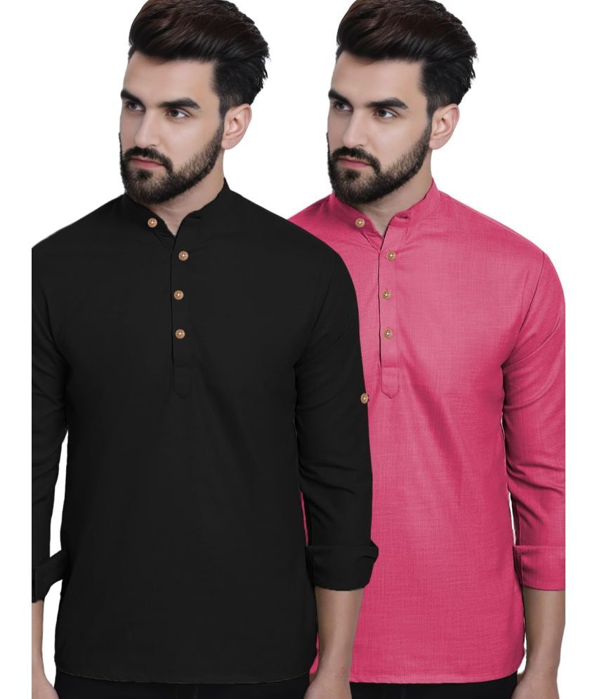     			Vida Loca Pink Cotton Men's Shirt Style Kurta ( Pack of 2 )