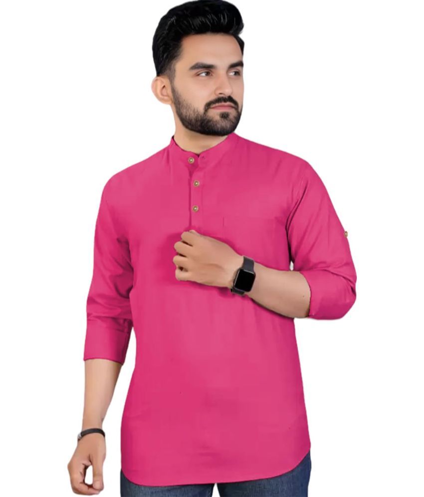     			Vida Loca Pink Cotton Men's Shirt Style Kurta ( Pack of 1 )