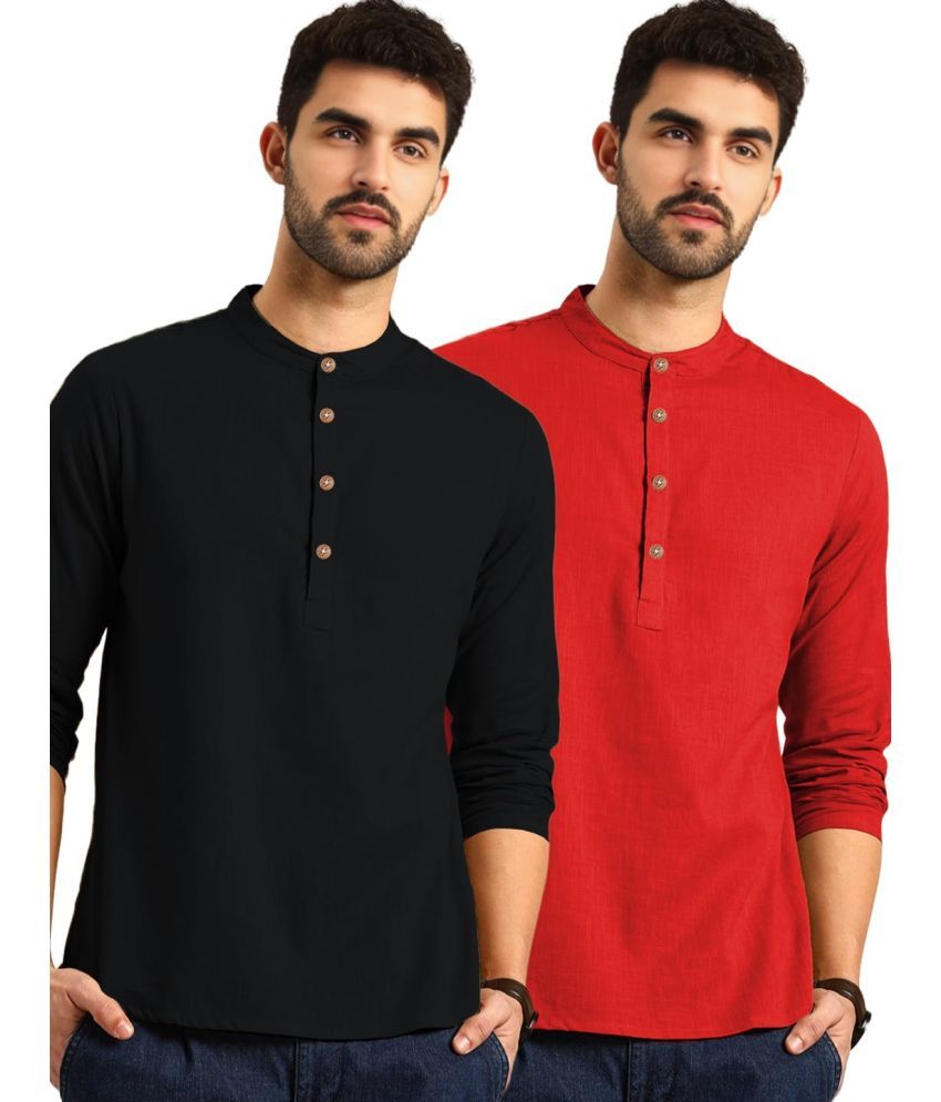     			Vida Loca Red Cotton Men's Shirt Style Kurta ( Pack of 2 )