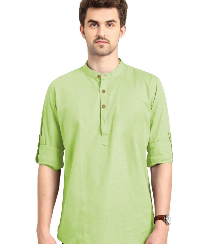     			Vida Loca Sea Green Cotton Men's Shirt Style Kurta ( Pack of 1 )