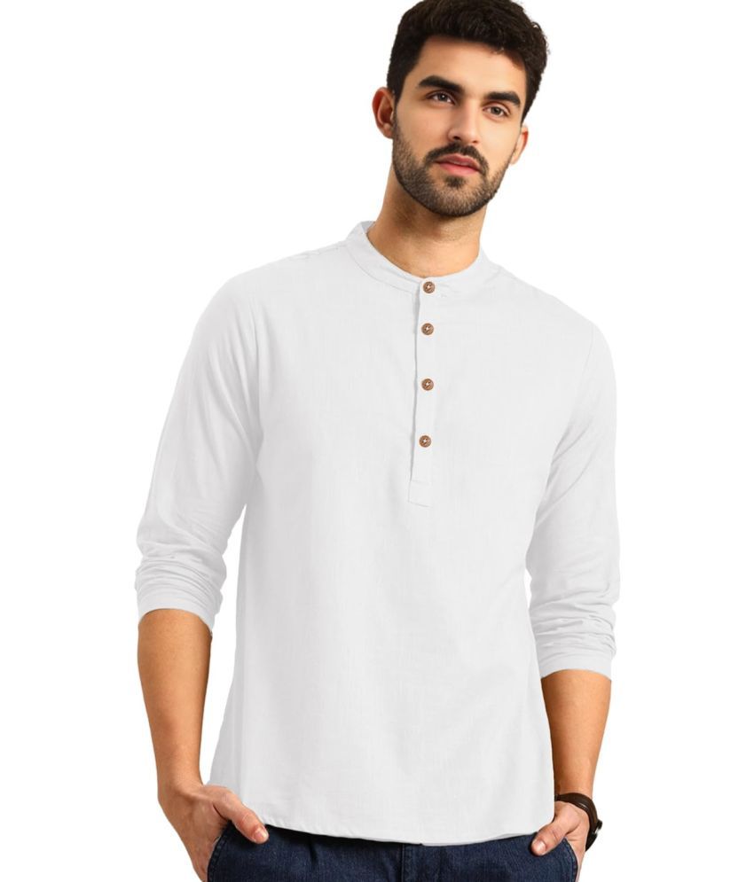     			Vida Loca White Cotton Men's Shirt Style Kurta ( Pack of 1 )