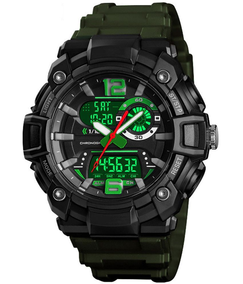     			YUKAX Green Silicon Analog-Digital Men's Watch