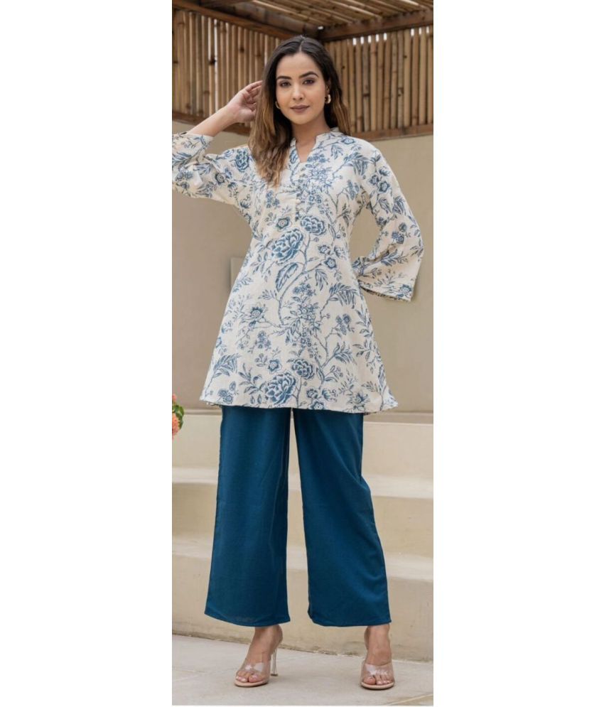     			keshav fashion Women Tunic Palazzo Co-Ord Set ( Pack of 1 , Blue )