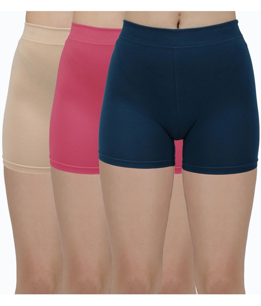     			Amul comfy Pack of 3 Cotton Safety Shorts For Women ( Multicolor )