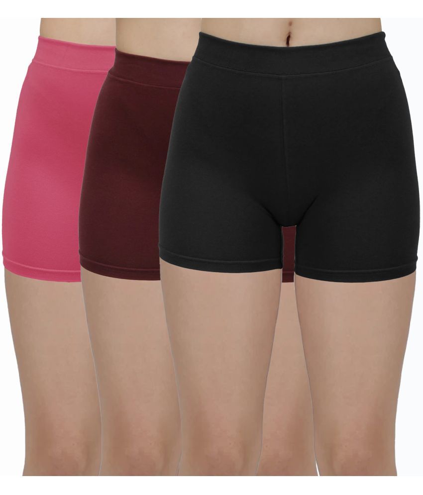     			Amul comfy Pack of 3 Cotton Safety Shorts For Women ( Multicolor )