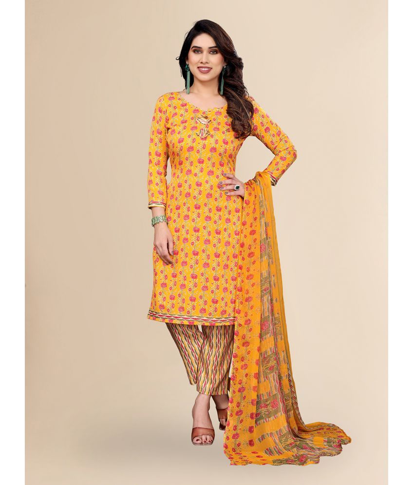     			Anand Unstitched Crepe Printed Dress Material - Yellow ( Pack of 1 )