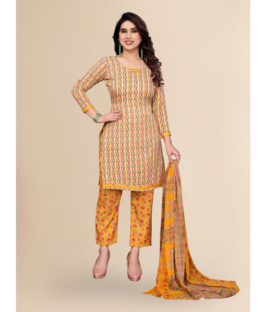     			Anand Unstitched Crepe Printed Dress Material - Yellow ( Pack of 1 )