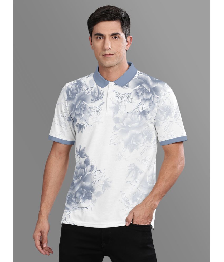     			BULLMER Pack of 1 Cotton Blend Regular Fit Printed Half Sleeves Men's Polo T Shirt ( White )