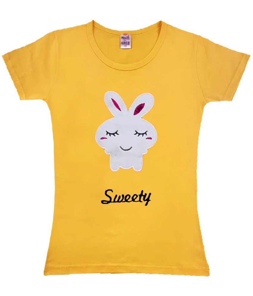     			COOLTEES4U Pack of 1 Girls 100% Cotton T-Shirt ( Yellow )