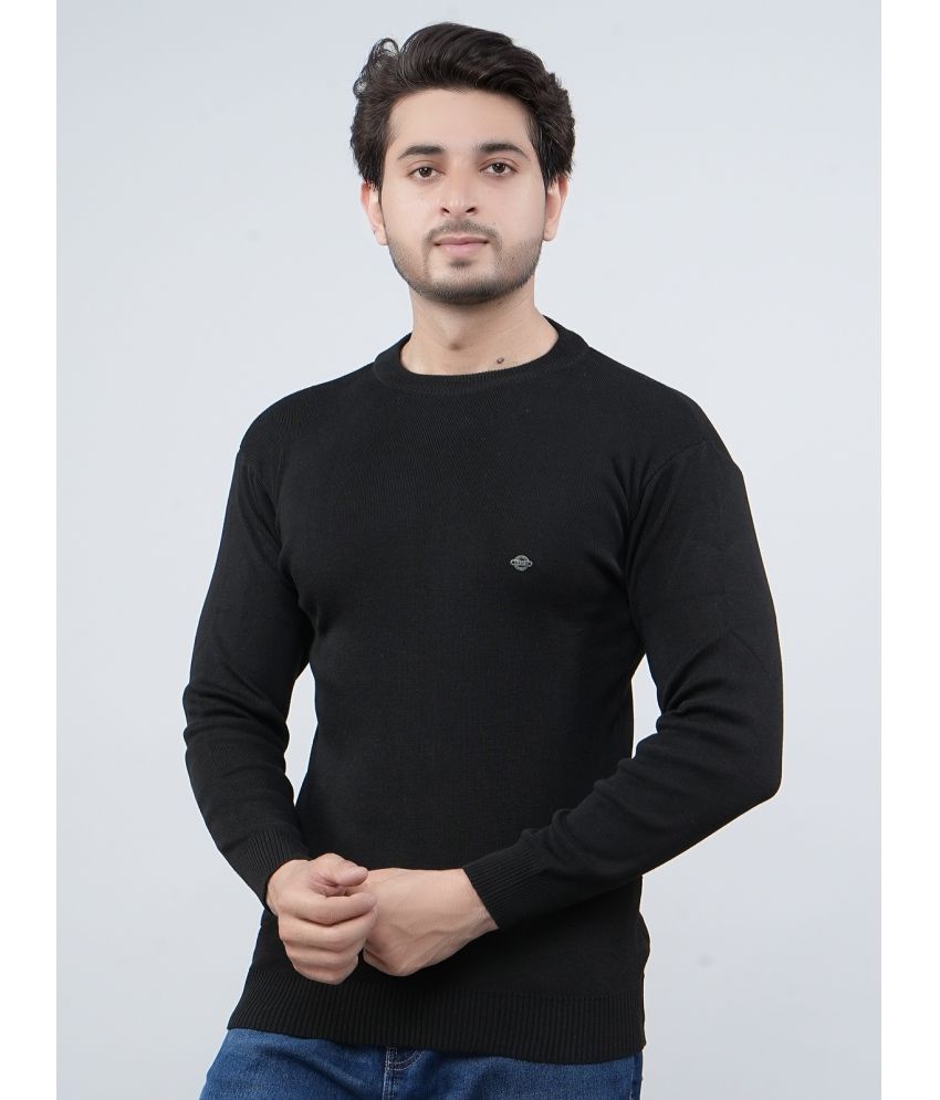     			FEVERFEW Cotton Blend Round Neck Men's Full Sleeves Pullover Sweater - Black ( Pack of 1 )