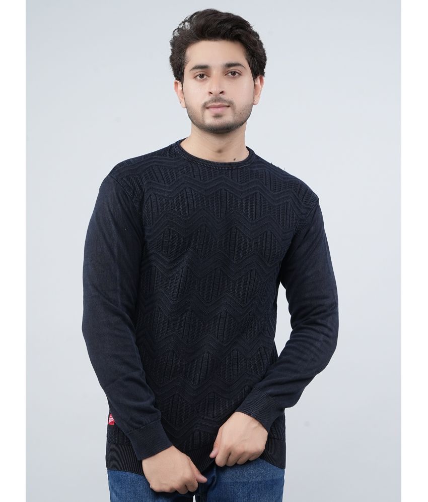     			FEVERFEW Cotton Blend Round Neck Men's Full Sleeves Pullover Sweater - Navy ( Pack of 1 )