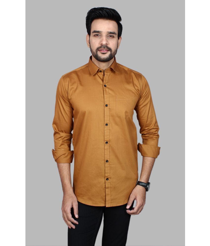     			Fatty Mouse Cotton Blend Regular Fit Solids Full Sleeves Men's Casual Shirt - Yellow ( Pack of 1 )