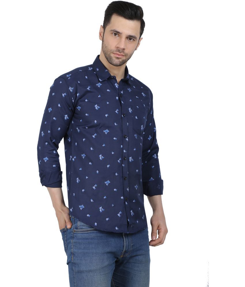     			Fatty Mouse Cotton Blend Regular Fit Printed Full Sleeves Men's Casual Shirt - Dark Blue ( Pack of 1 )