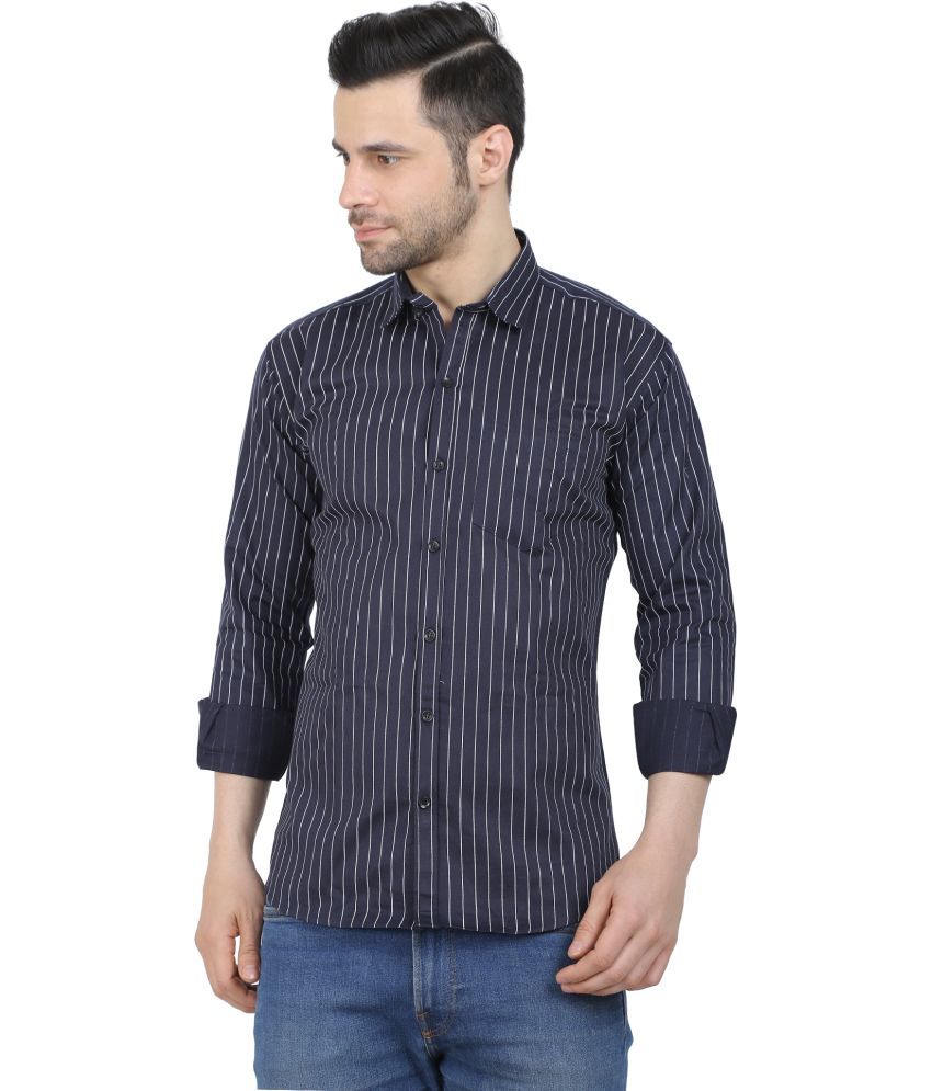     			Fatty Mouse Cotton Blend Regular Fit Checks Full Sleeves Men's Casual Shirt - Dark Blue ( Pack of 1 )