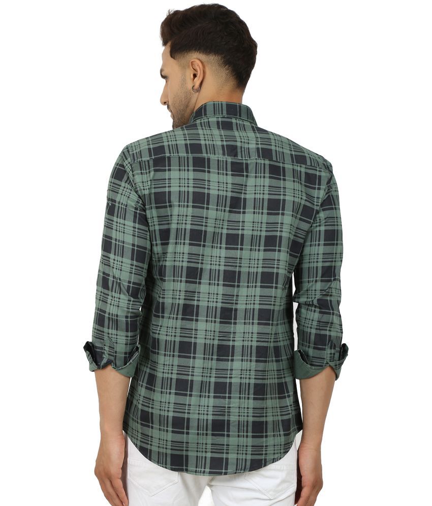     			Fatty Mouse Cotton Blend Regular Fit Checks Full Sleeves Men's Casual Shirt - Green ( Pack of 1 )