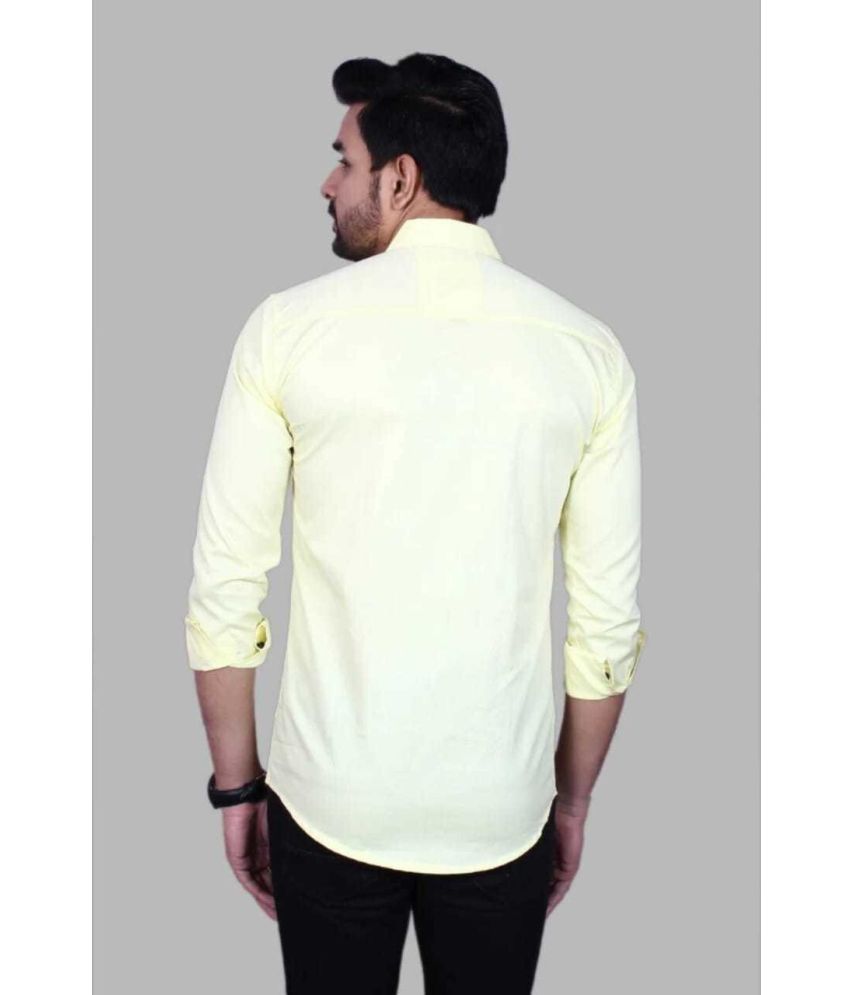     			Fatty Mouse Cotton Blend Regular Fit Solids Full Sleeves Men's Casual Shirt - Yellow ( Pack of 1 )