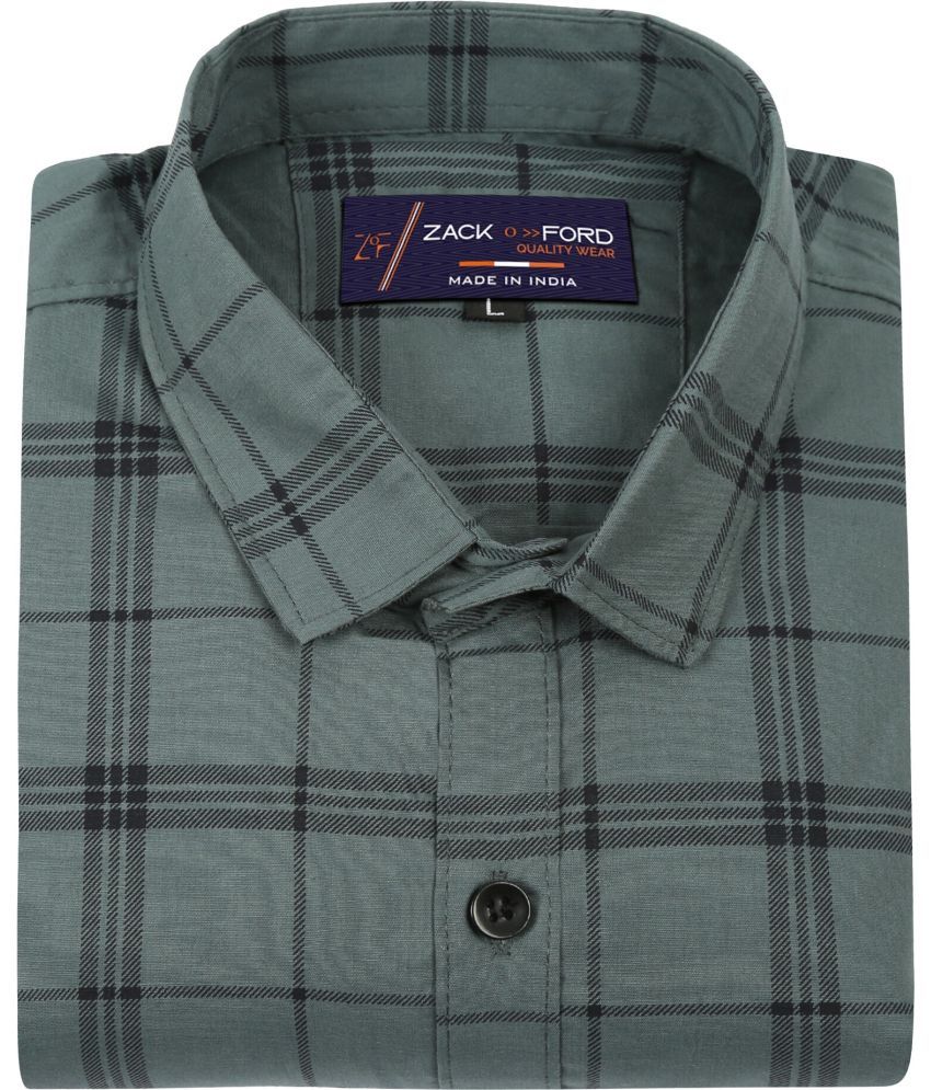     			Fatty Mouse Cotton Blend Regular Fit Checks Full Sleeves Men's Casual Shirt - Grey ( Pack of 1 )