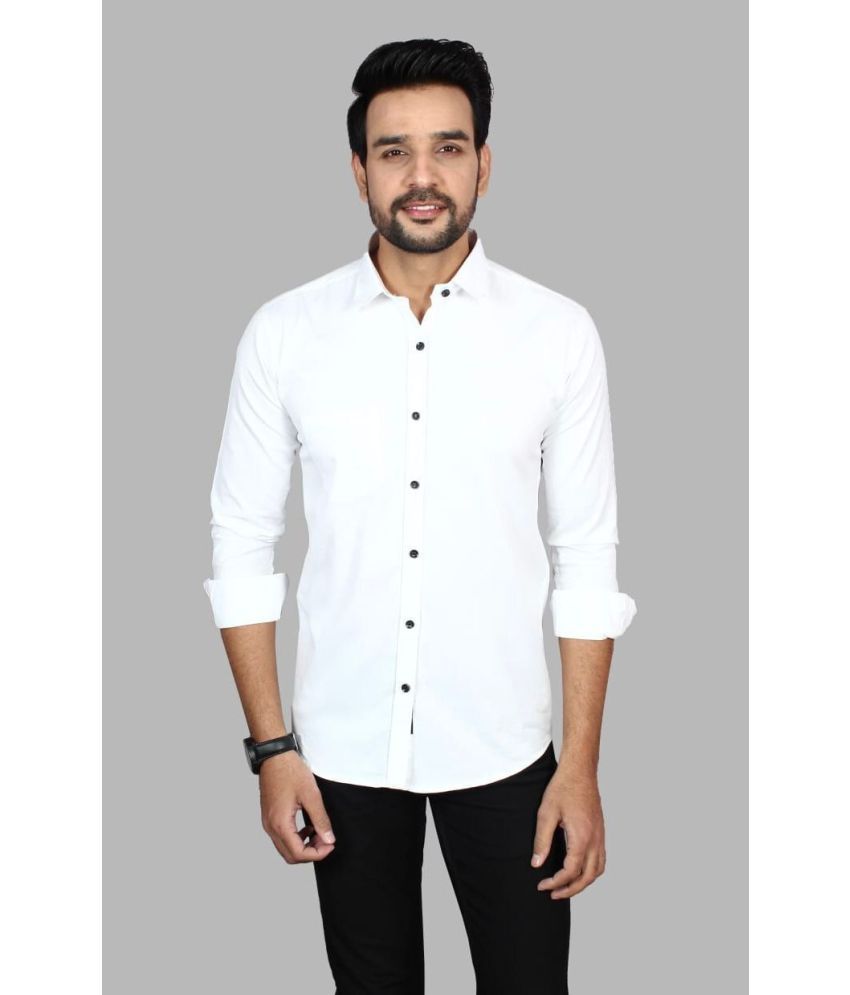     			Fatty Mouse Cotton Blend Regular Fit Solids Full Sleeves Men's Casual Shirt - White ( Pack of 1 )