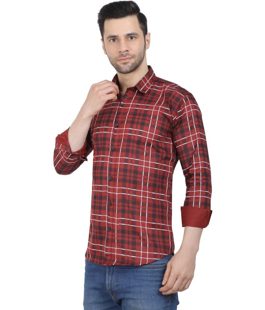     			Fatty Mouse Cotton Blend Regular Fit Checks Full Sleeves Men's Casual Shirt - Multicolor ( Pack of 1 )