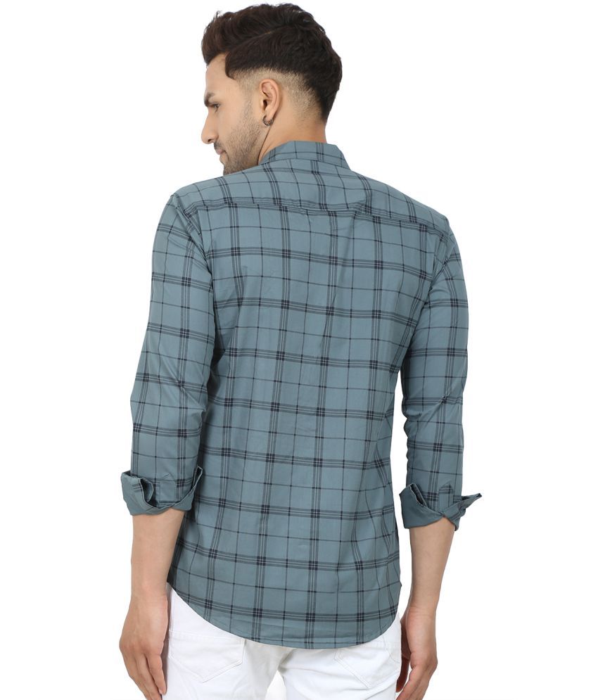     			Fatty Mouse Cotton Blend Regular Fit Checks Full Sleeves Men's Casual Shirt - Grey ( Pack of 1 )