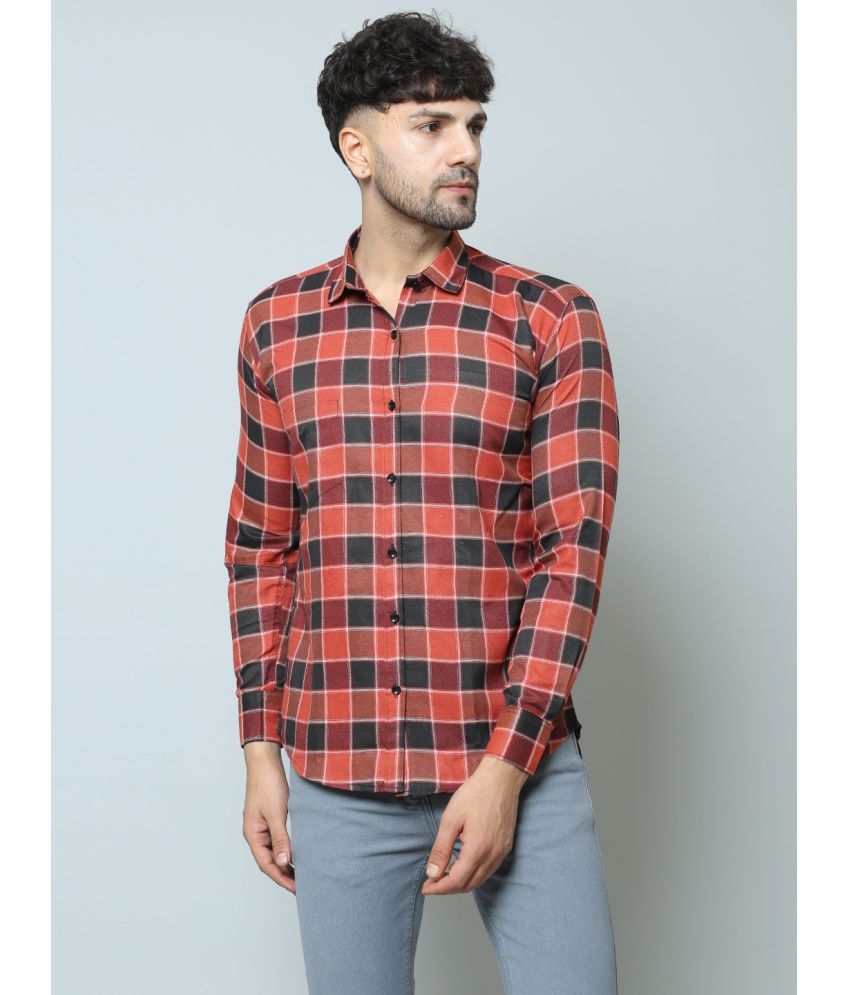     			Fatty Mouse Cotton Blend Regular Fit Checks Full Sleeves Men's Casual Shirt - Red ( Pack of 1 )