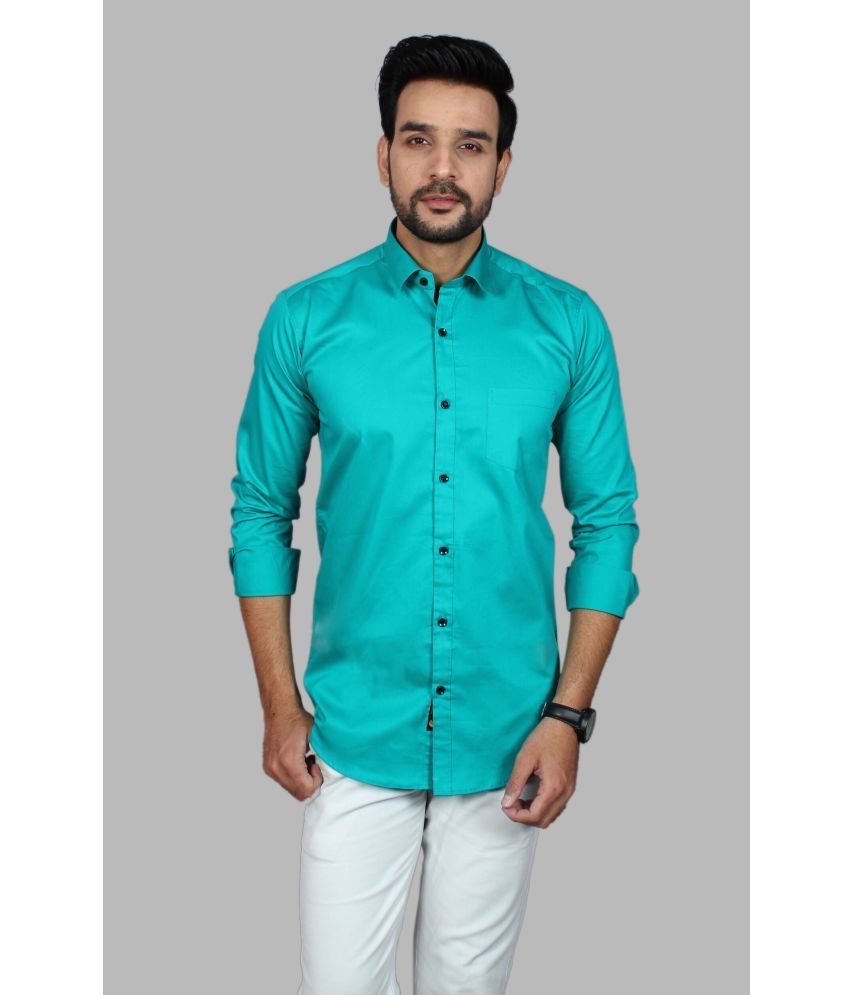     			Fatty Mouse Cotton Blend Regular Fit Solids Full Sleeves Men's Casual Shirt - Blue ( Pack of 1 )