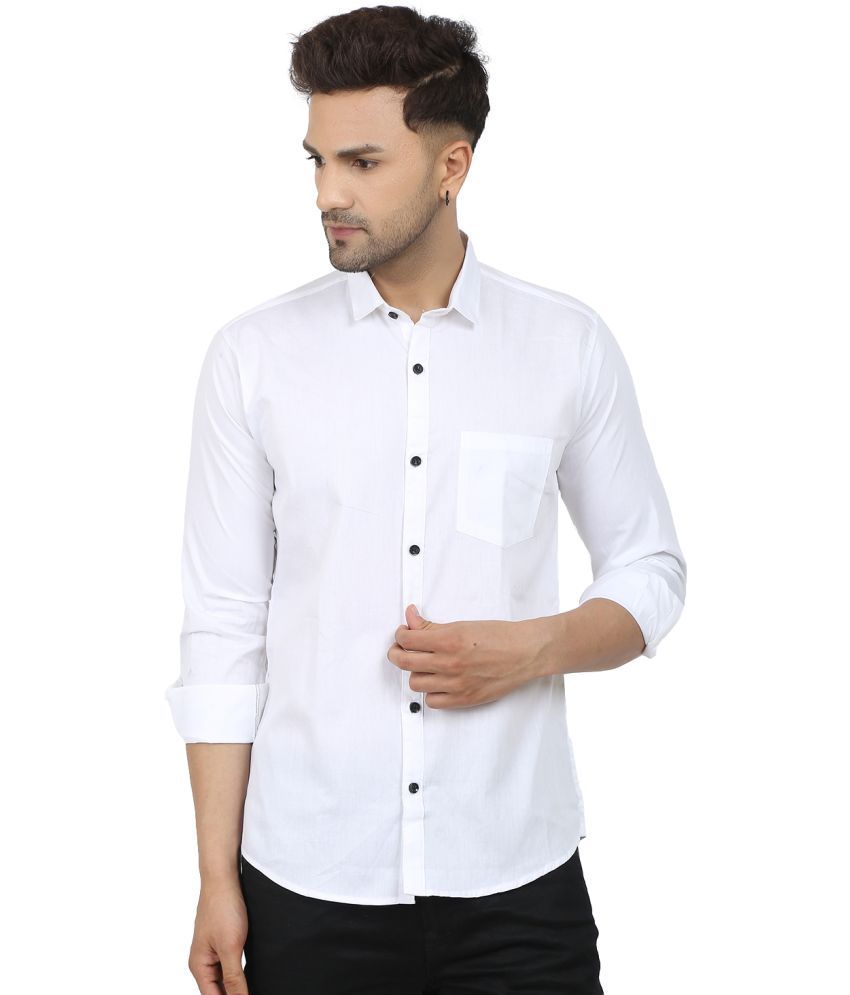     			Fatty Mouse Cotton Blend Regular Fit Solids Full Sleeves Men's Casual Shirt - White ( Pack of 1 )