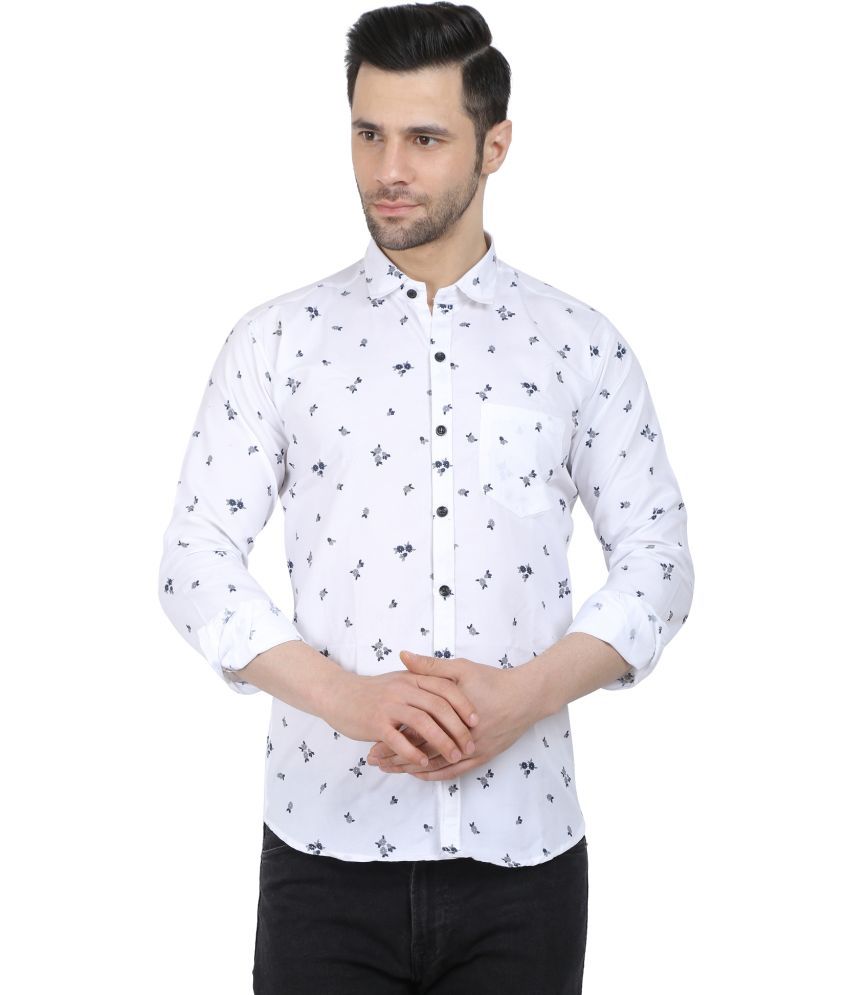     			Fatty Mouse Cotton Blend Regular Fit Printed Full Sleeves Men's Casual Shirt - White ( Pack of 1 )