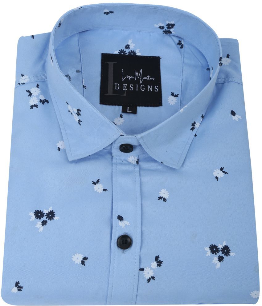     			Fatty Mouse Cotton Blend Regular Fit Printed Full Sleeves Men's Casual Shirt - Light Blue ( Pack of 1 )