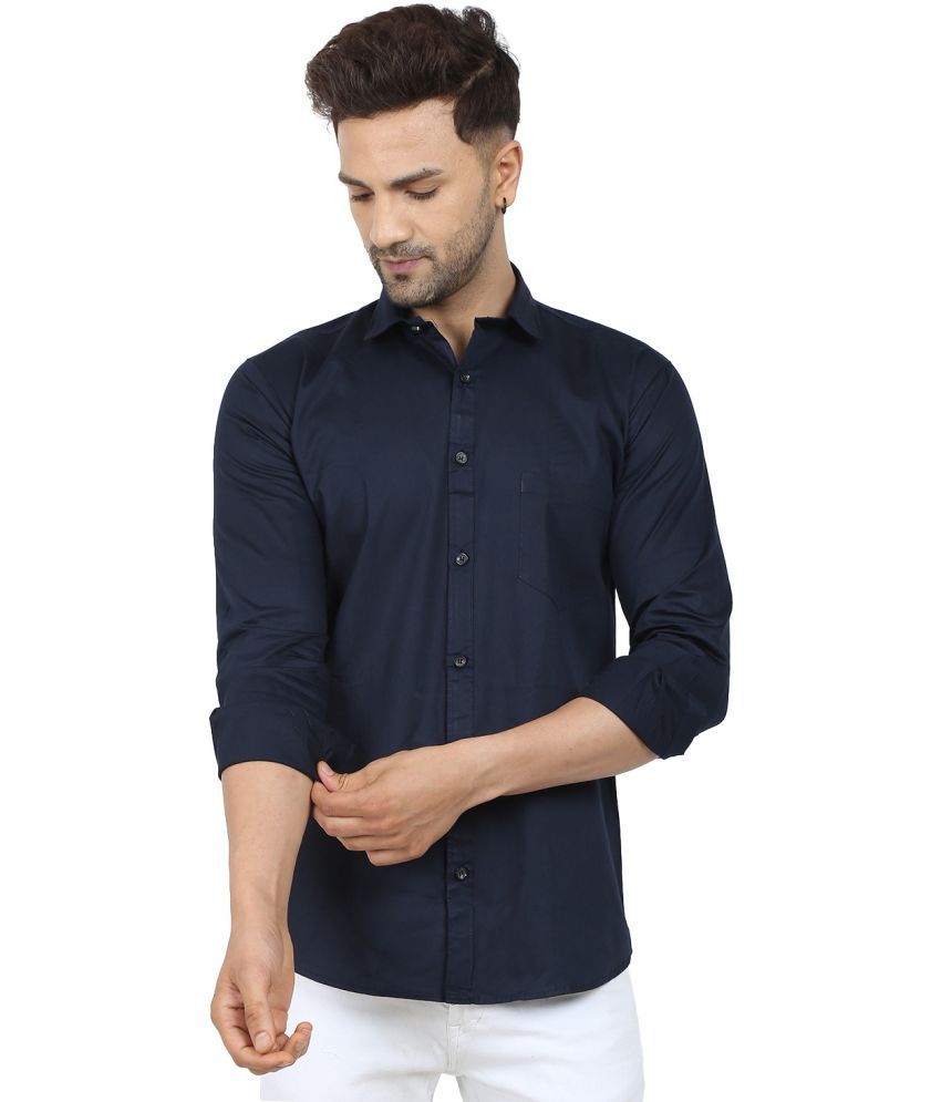     			Fatty Mouse Cotton Blend Regular Fit Solids Full Sleeves Men's Casual Shirt - Dark Blue ( Pack of 1 )