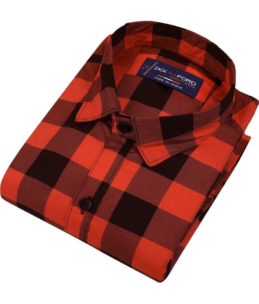     			Fatty Mouse Cotton Blend Regular Fit Checks Full Sleeves Men's Casual Shirt - Red ( Pack of 1 )