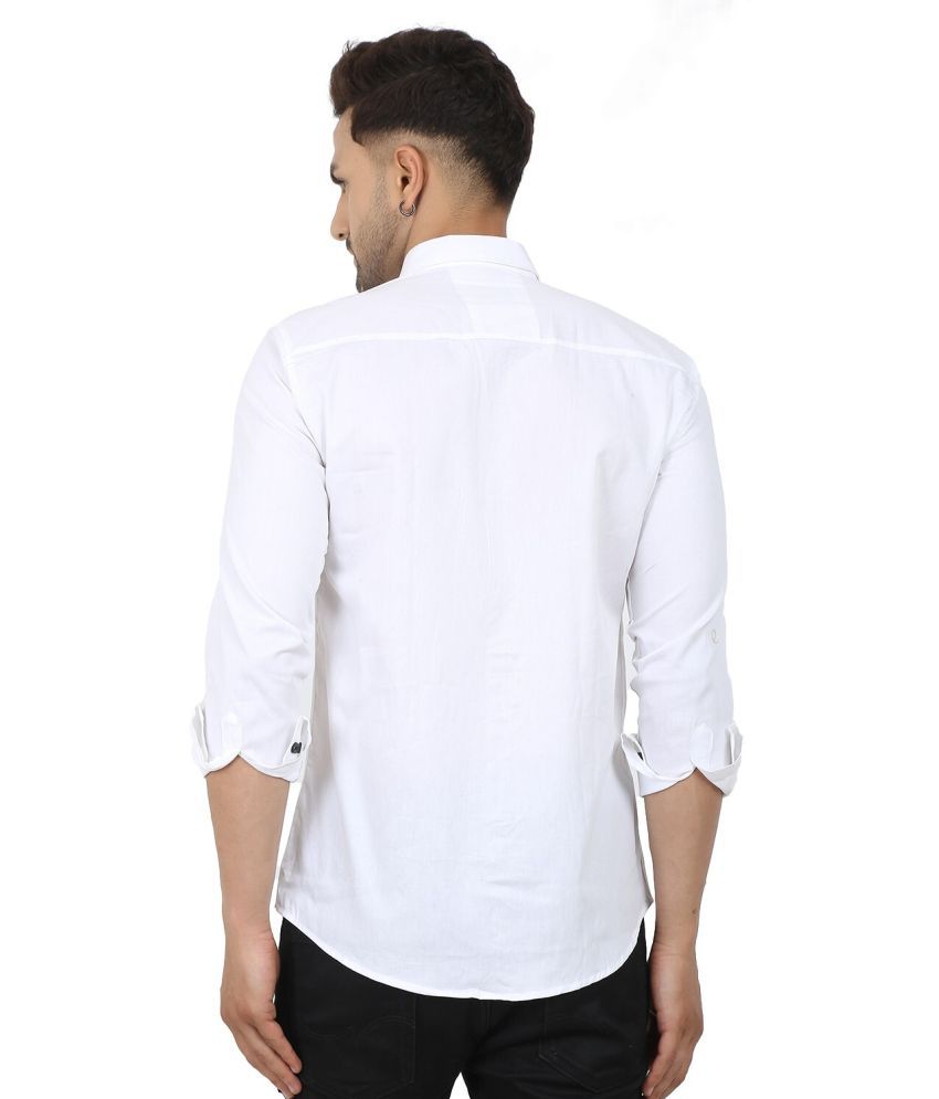     			Fatty Mouse Cotton Blend Regular Fit Solids Full Sleeves Men's Casual Shirt - White ( Pack of 1 )