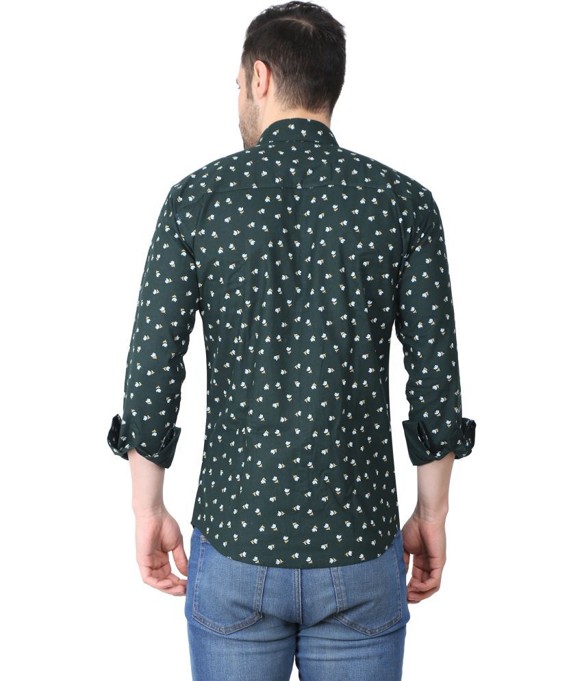     			Fatty Mouse Cotton Blend Regular Fit Printed Full Sleeves Men's Casual Shirt - Dark Green ( Pack of 1 )