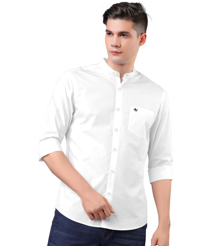     			Fatty Mouse Cotton Blend Regular Fit Solids Full Sleeves Men's Casual Shirt - White ( Pack of 1 )