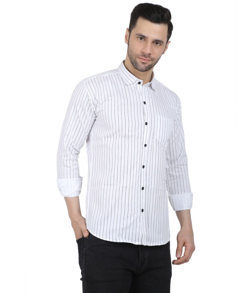     			Fatty Mouse Cotton Blend Regular Fit Striped Full Sleeves Men's Casual Shirt - White ( Pack of 1 )