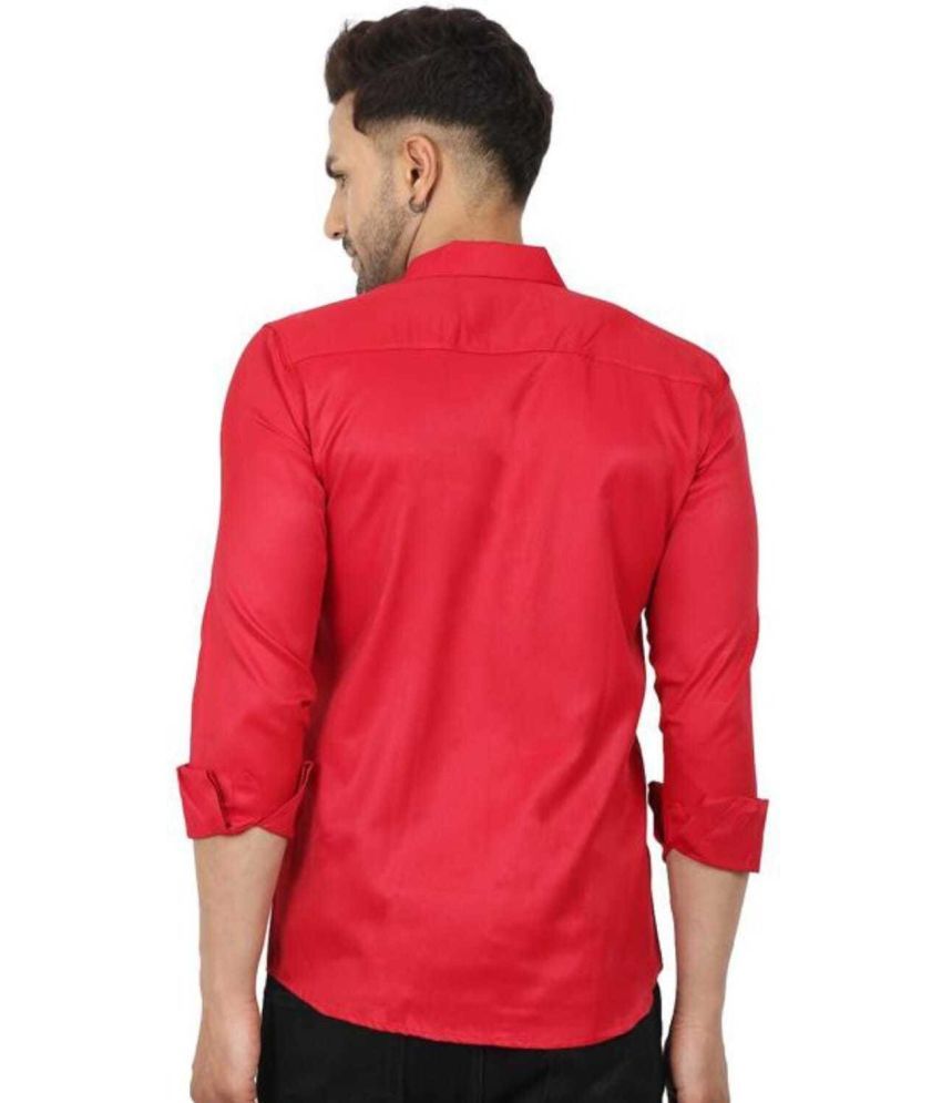     			Fatty Mouse Cotton Blend Regular Fit Solids Full Sleeves Men's Casual Shirt - Red ( Pack of 1 )