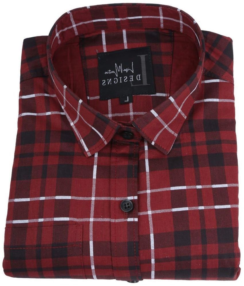     			Fatty Mouse Cotton Blend Regular Fit Checks Full Sleeves Men's Casual Shirt - Red ( Pack of 1 )