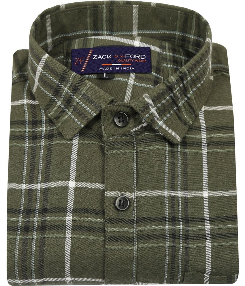     			Fatty Mouse Cotton Blend Regular Fit Checks Full Sleeves Men's Casual Shirt - Green ( Pack of 1 )