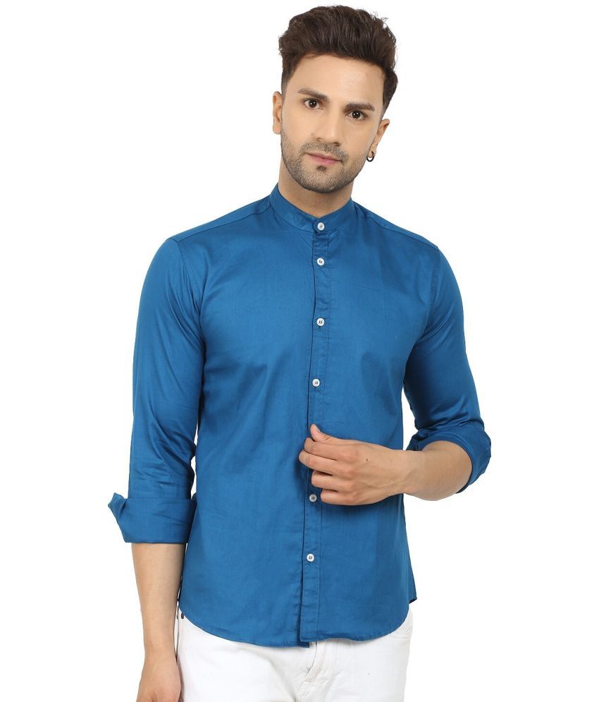     			Fatty Mouse Cotton Blend Regular Fit Solids Full Sleeves Men's Casual Shirt - Blue ( Pack of 1 )