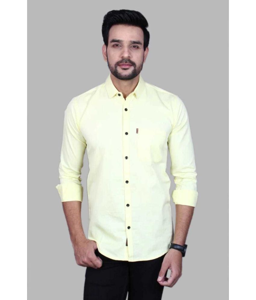     			Fatty Mouse Cotton Blend Regular Fit Solids Full Sleeves Men's Casual Shirt - Yellow ( Pack of 1 )