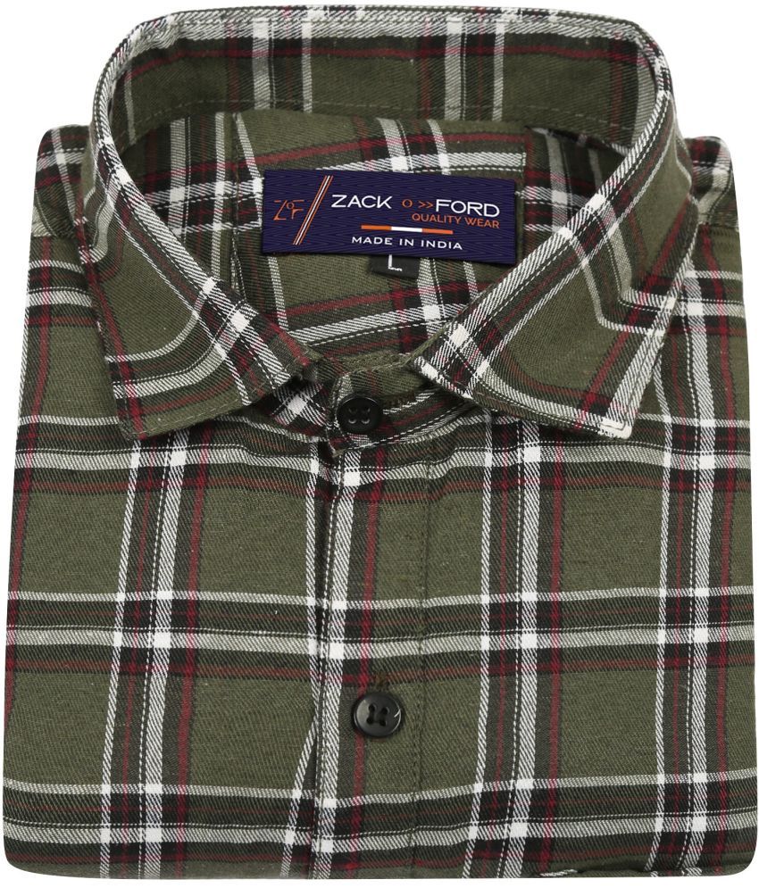     			Fatty Mouse Poly Cotton Regular Fit Checks Full Sleeves Men's Casual Shirt - Dark Green ( Pack of 1 )